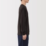 紳士　ウール混天竺編みクルーネック長袖Ｔシャツ