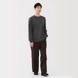 紳士　ウール混天竺編みクルーネック長袖Ｔシャツ