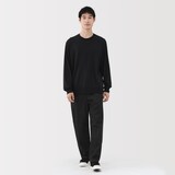 紳士　ウール混天竺編みクルーネック長袖Ｔシャツ