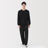 紳士　ウール混天竺編みクルーネック長袖Ｔシャツ