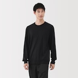 紳士　ウール混天竺編みクルーネック長袖Ｔシャツ