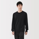 紳士　ウール混天竺編みクルーネック長袖Ｔシャツ