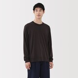 紳士　ウール混天竺編みクルーネック長袖Ｔシャツ