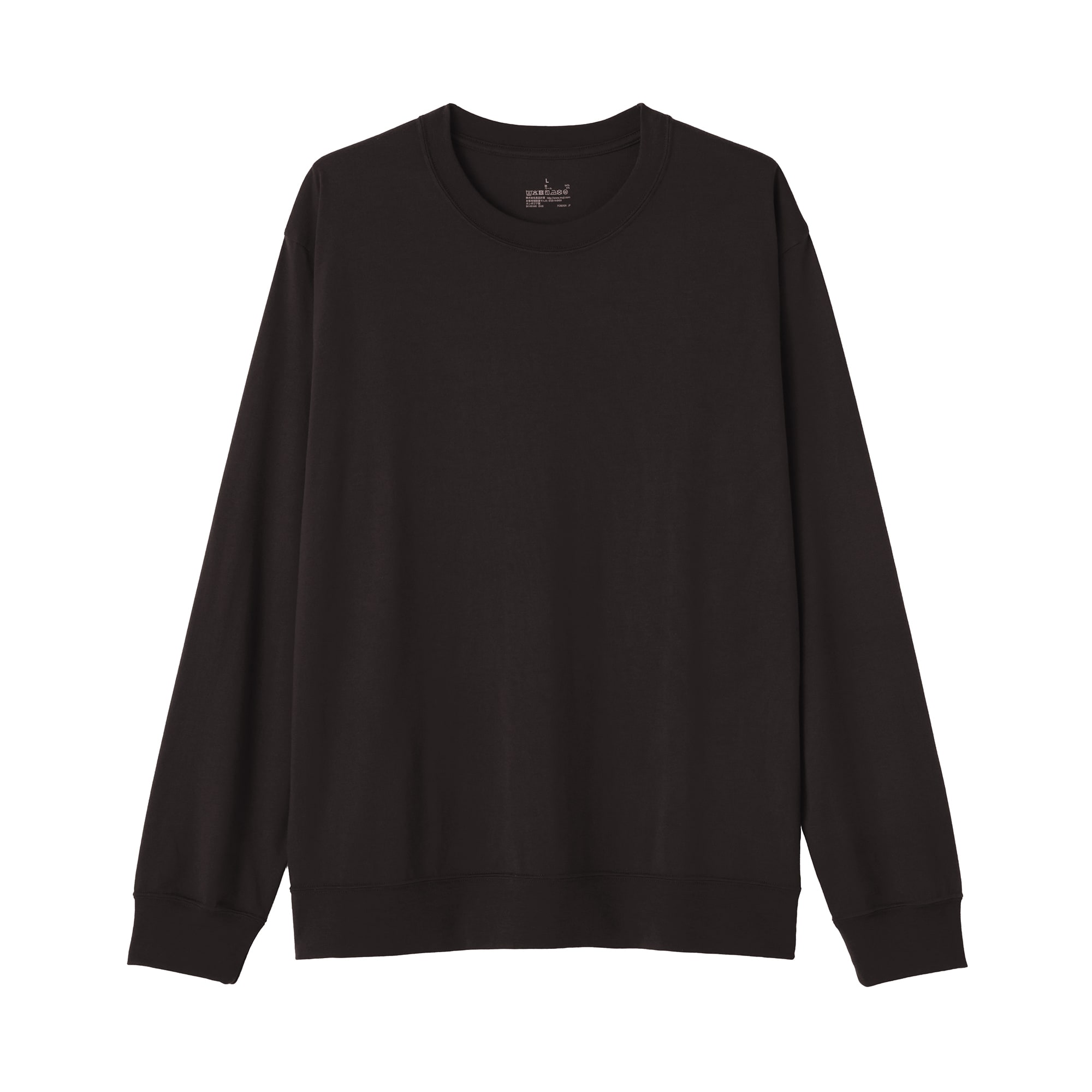 紳士　ウール混天竺編みクルーネック長袖Ｔシャツ