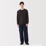 紳士　ウール混天竺編みクルーネック長袖Ｔシャツ