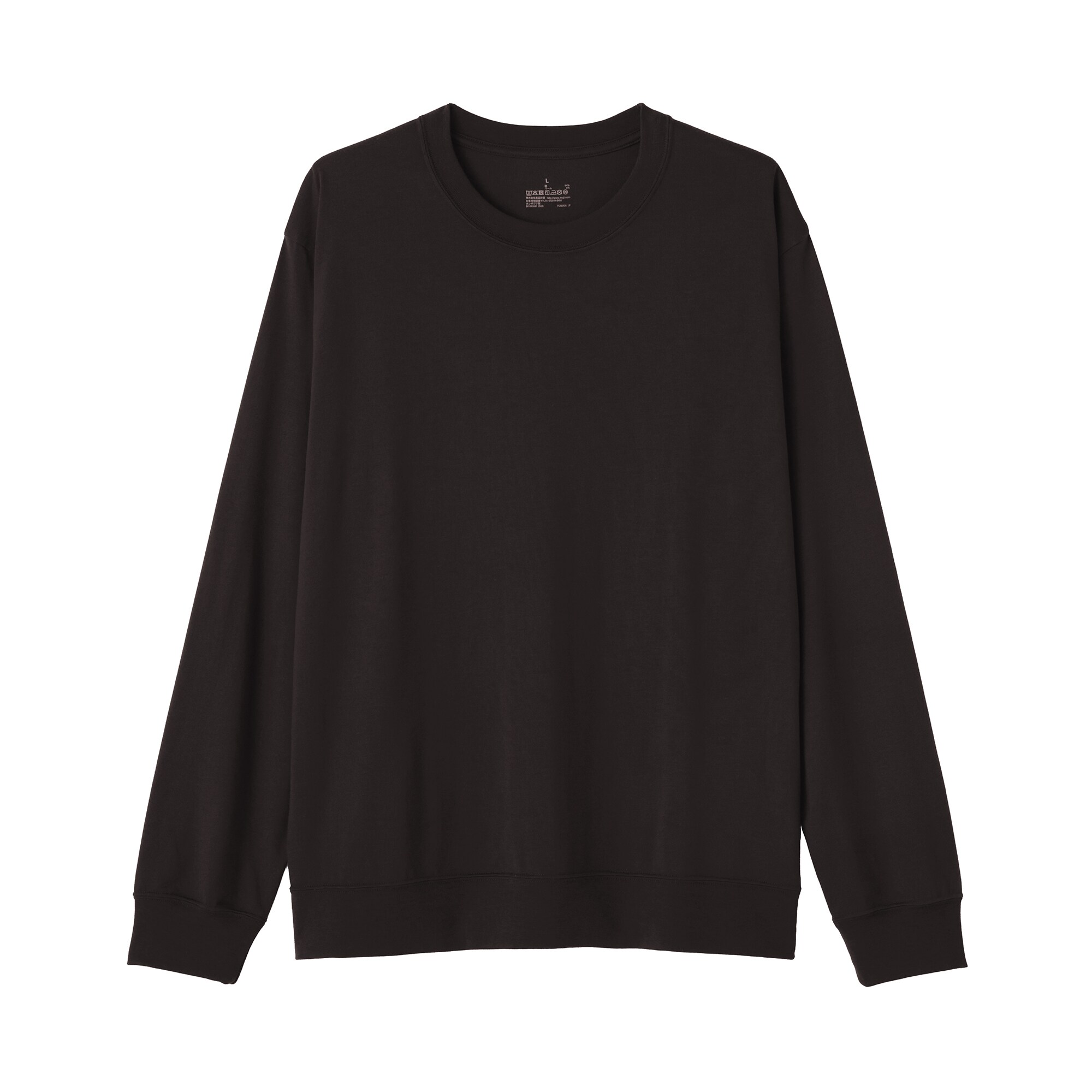 紳士　ウール混天竺編みクルーネック長袖Ｔシャツ