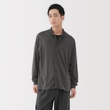 紳士　ウール混天竺編みシャツカーディガン