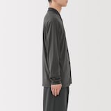 紳士　ウール混天竺編みシャツカーディガン