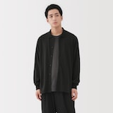 紳士　ウール混天竺編みシャツカーディガン