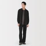 紳士　ウール混天竺編みシャツカーディガン