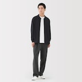 紳士　ウール混天竺編みシャツカーディガン