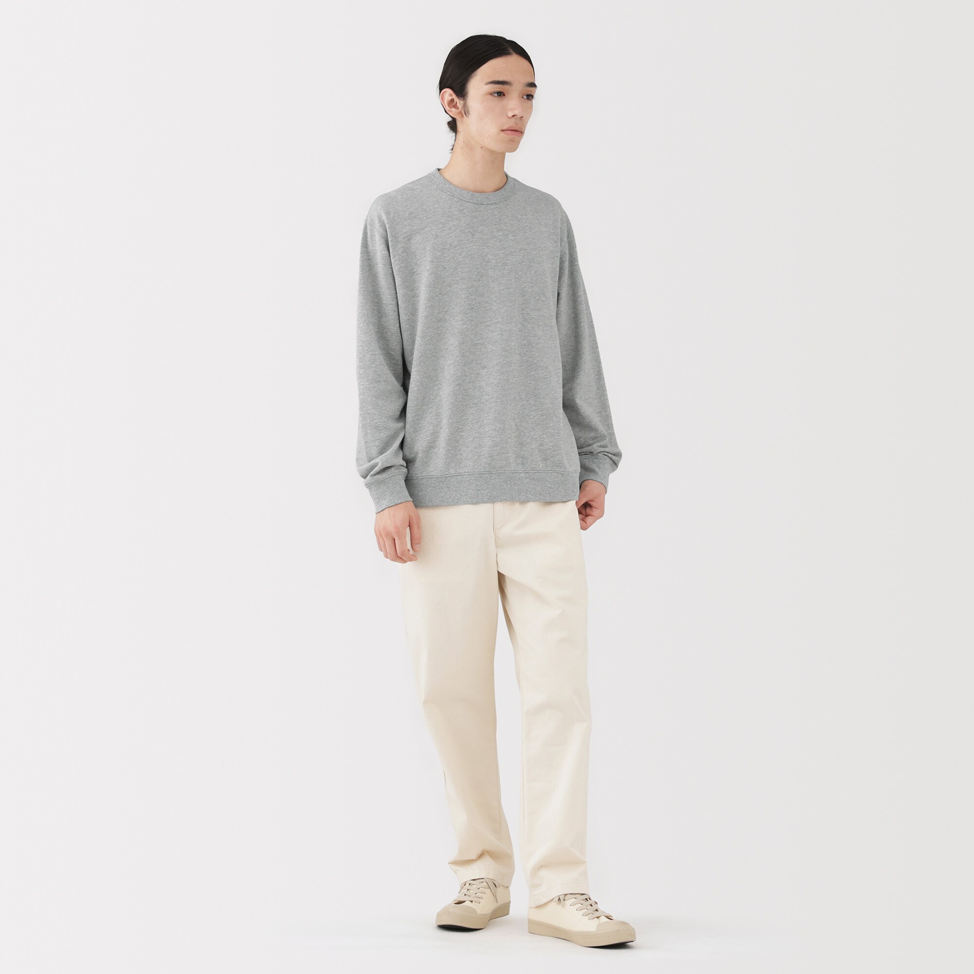 紳士　ライトスウェットクルーネック長袖Ｔシャツ