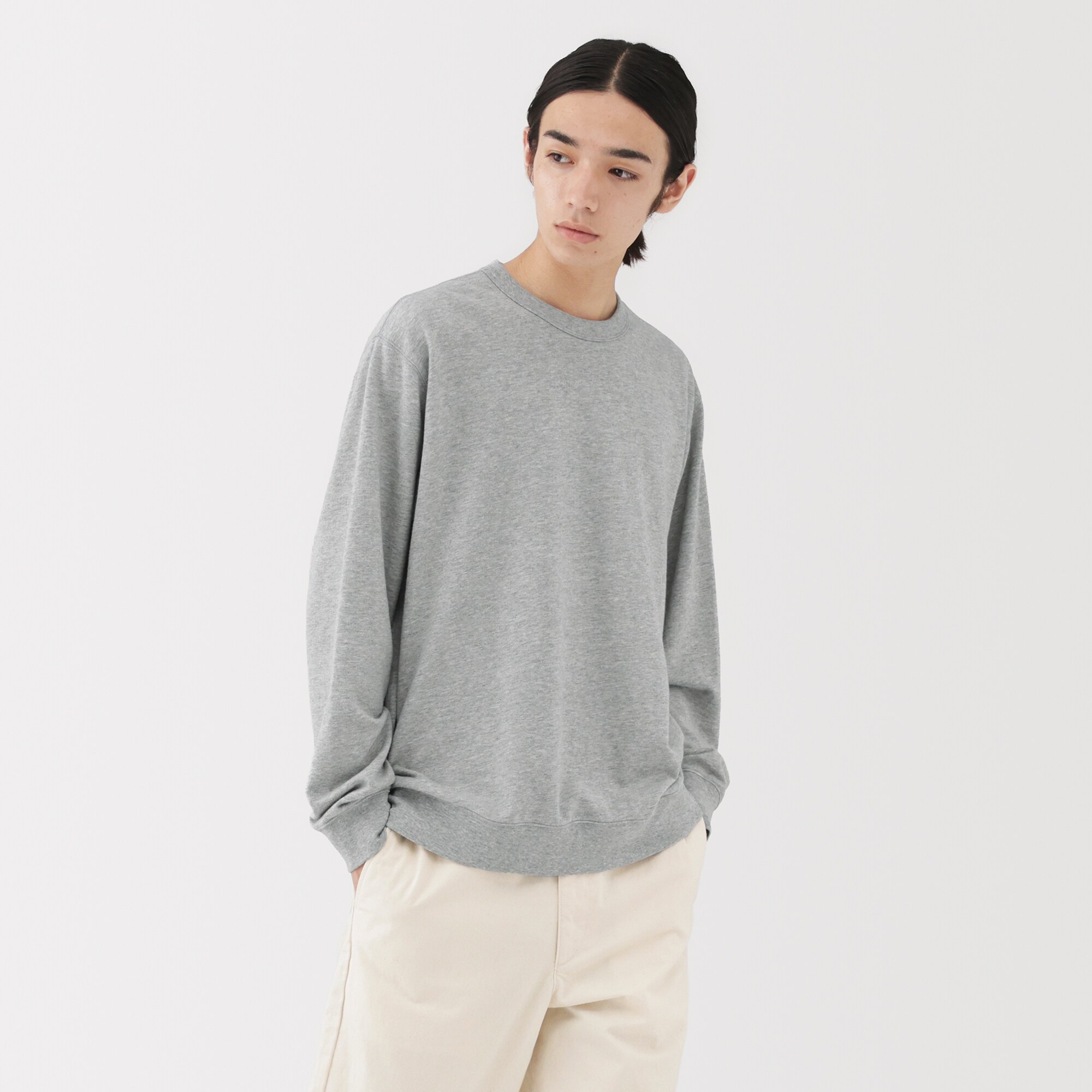 紳士　ライトスウェットクルーネック長袖Ｔシャツ