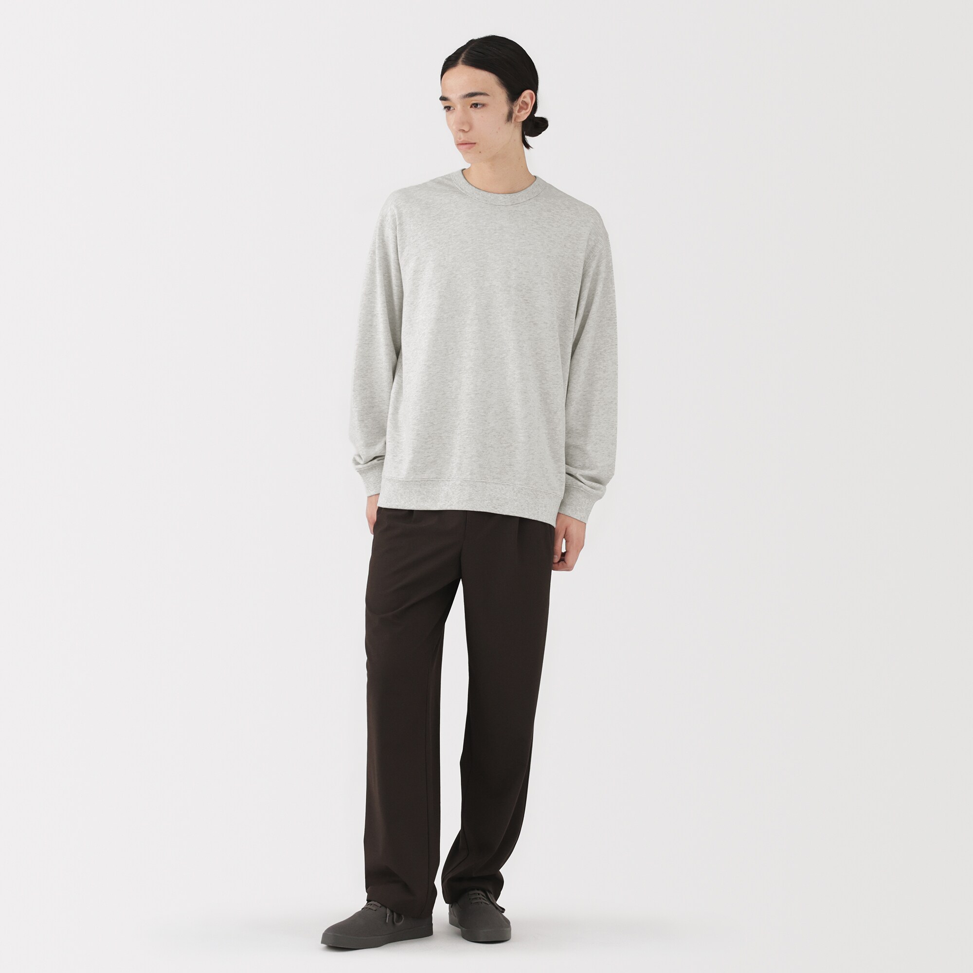 紳士　ライトスウェットクルーネック長袖Ｔシャツ