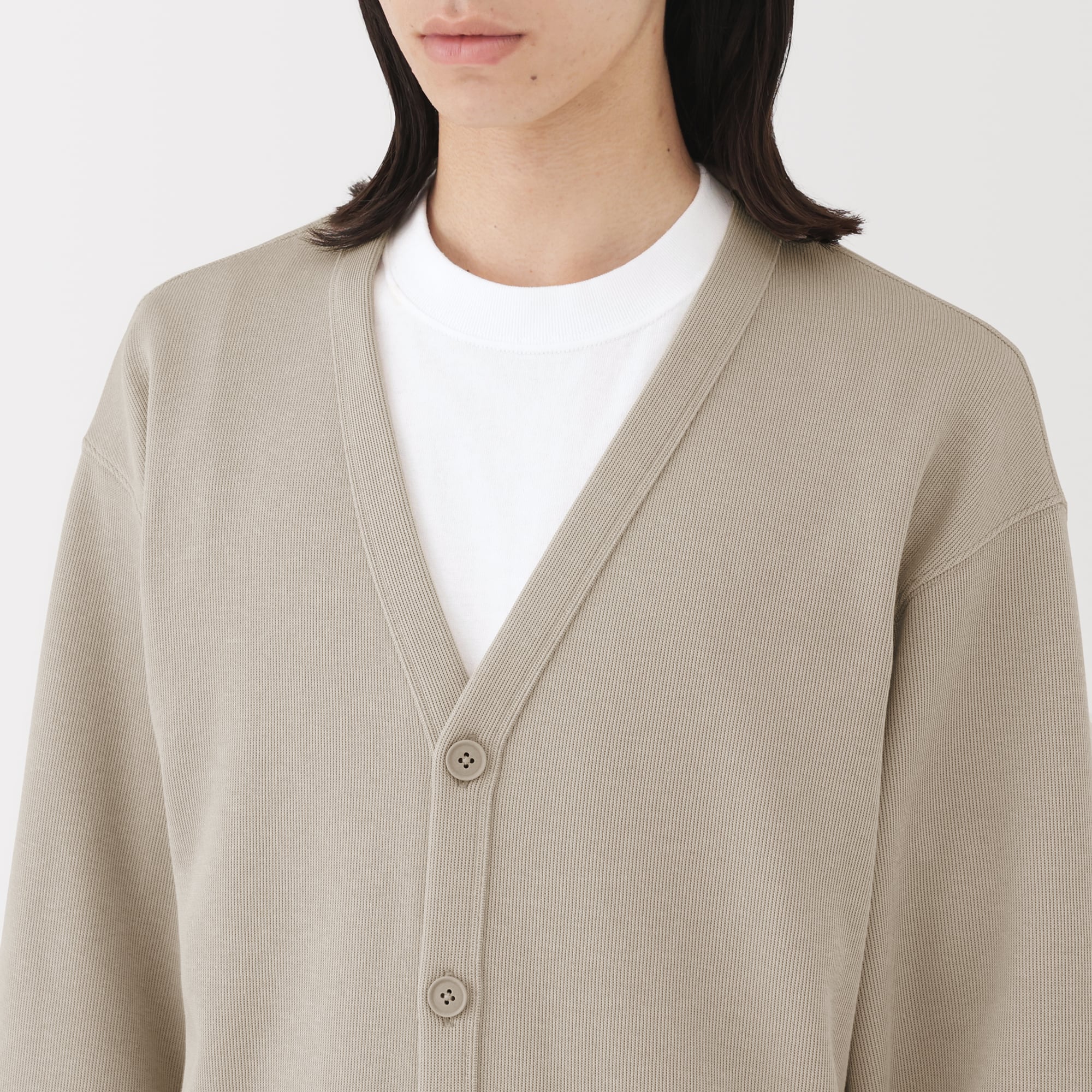 紳士　二重編みＶネックカーディガン