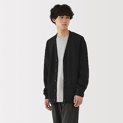 紳士　二重編みＶネックカーディガン