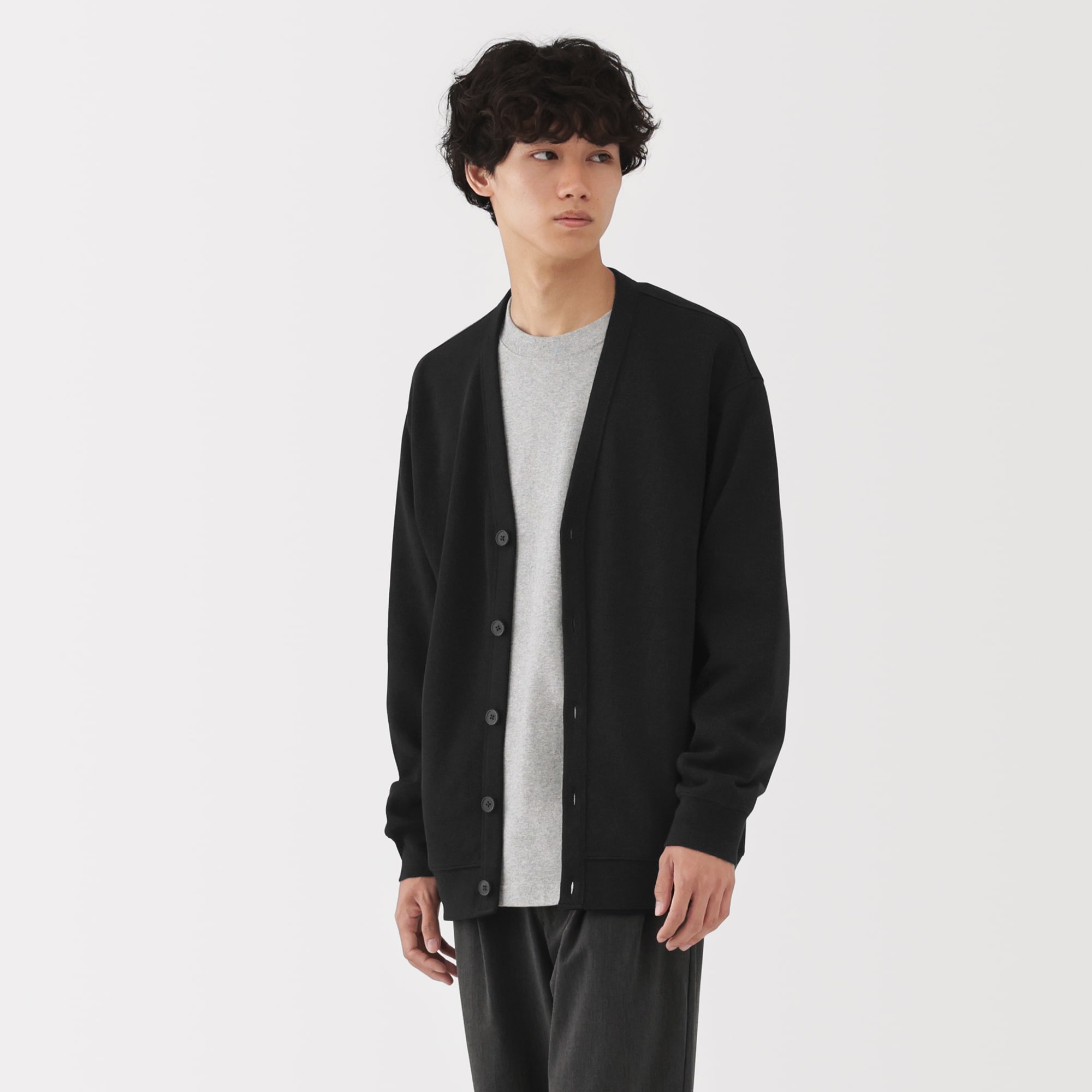 紳士　二重編みＶネックカーディガン