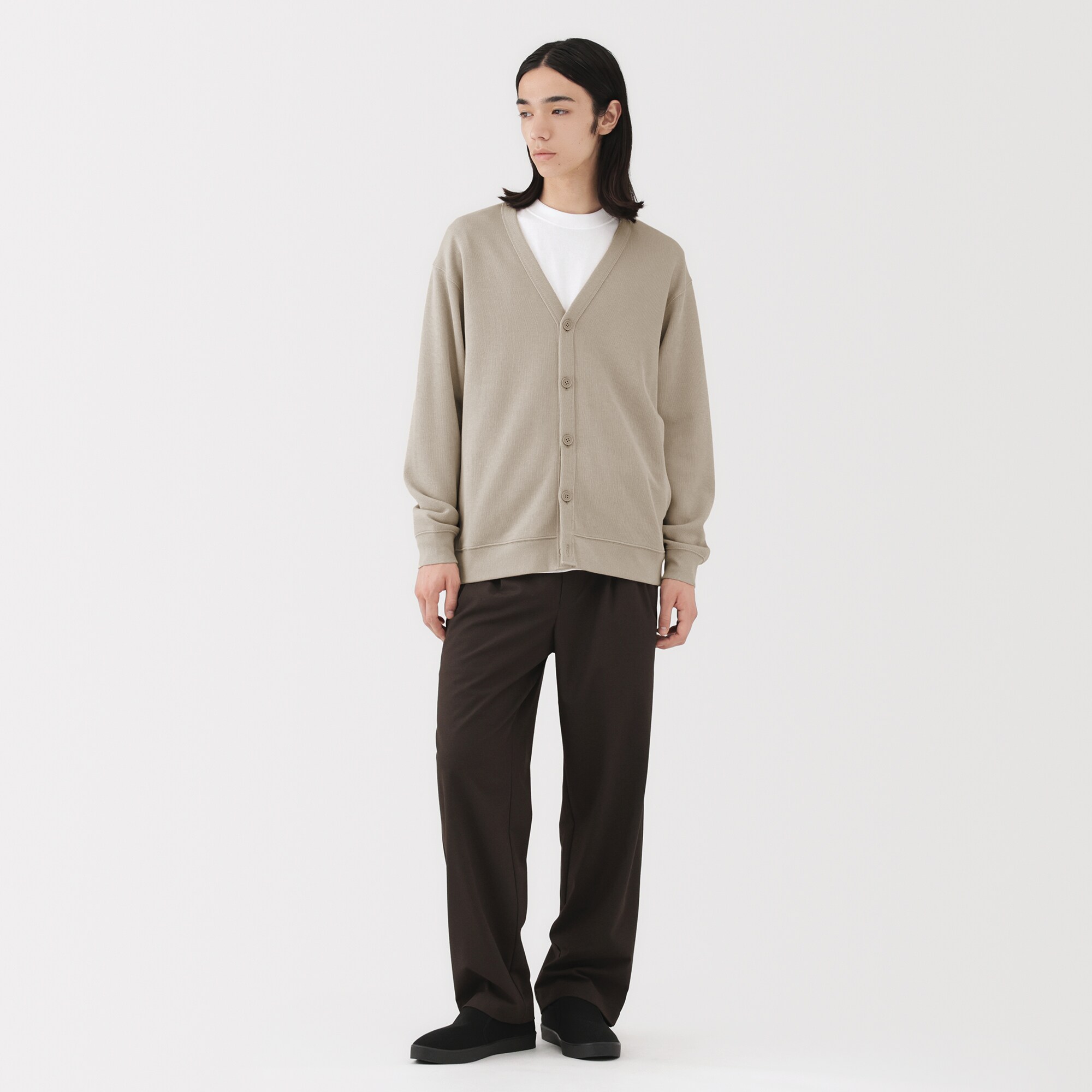 紳士　二重編みＶネックカーディガン