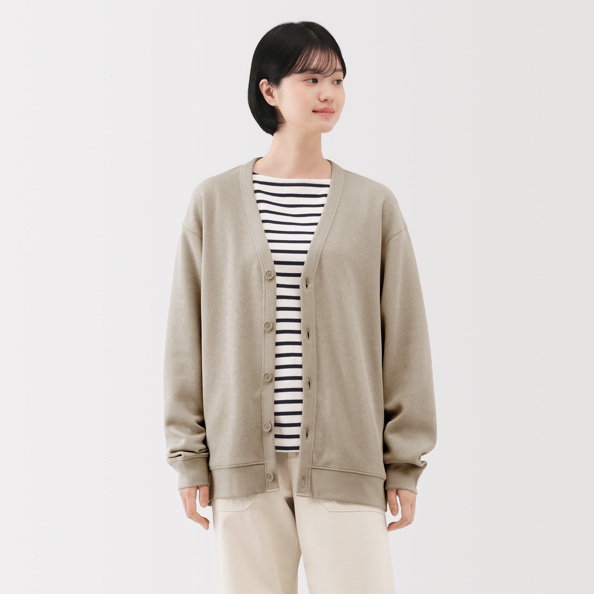 紳士　二重編みＶネックカーディガン