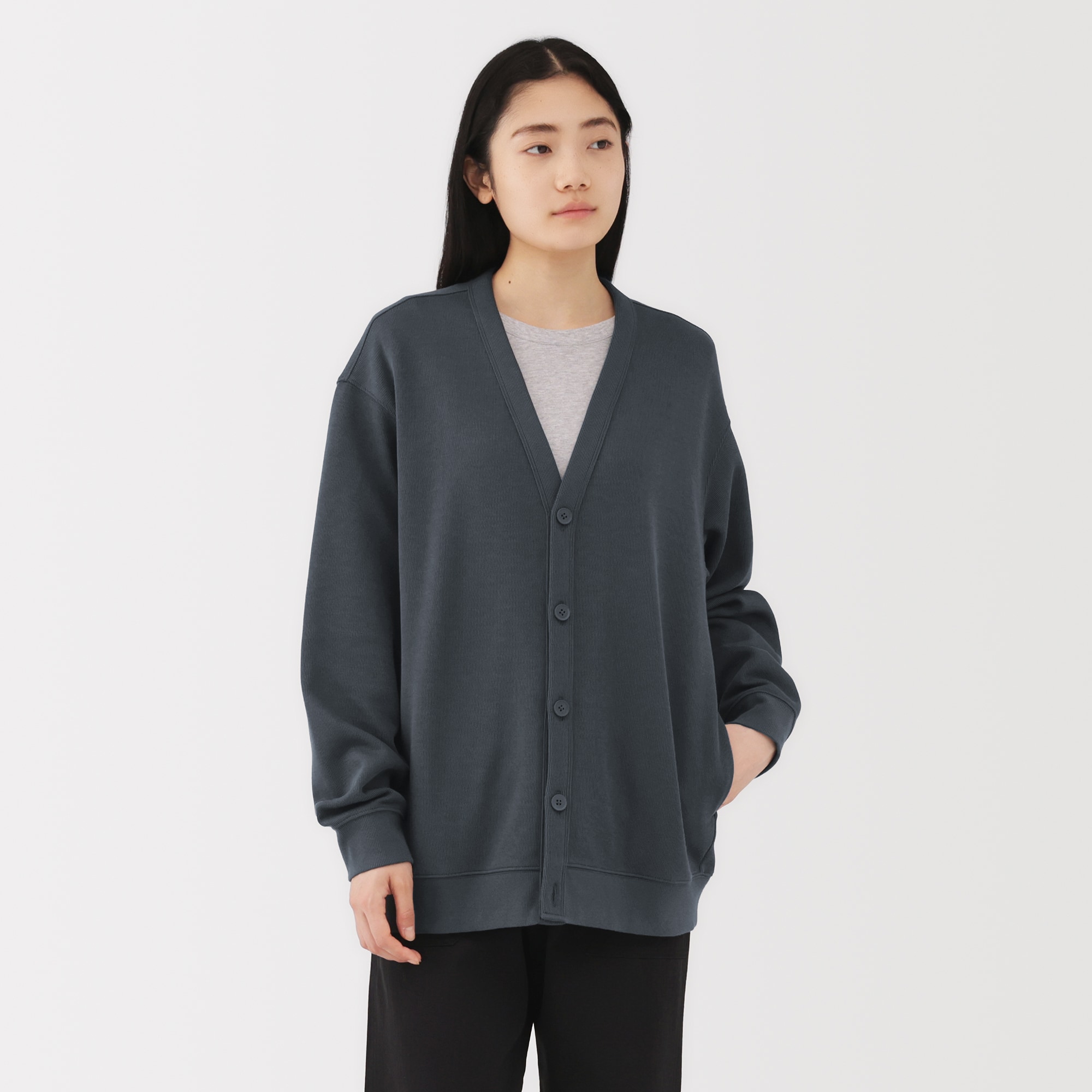 紳士　二重編みＶネックカーディガン