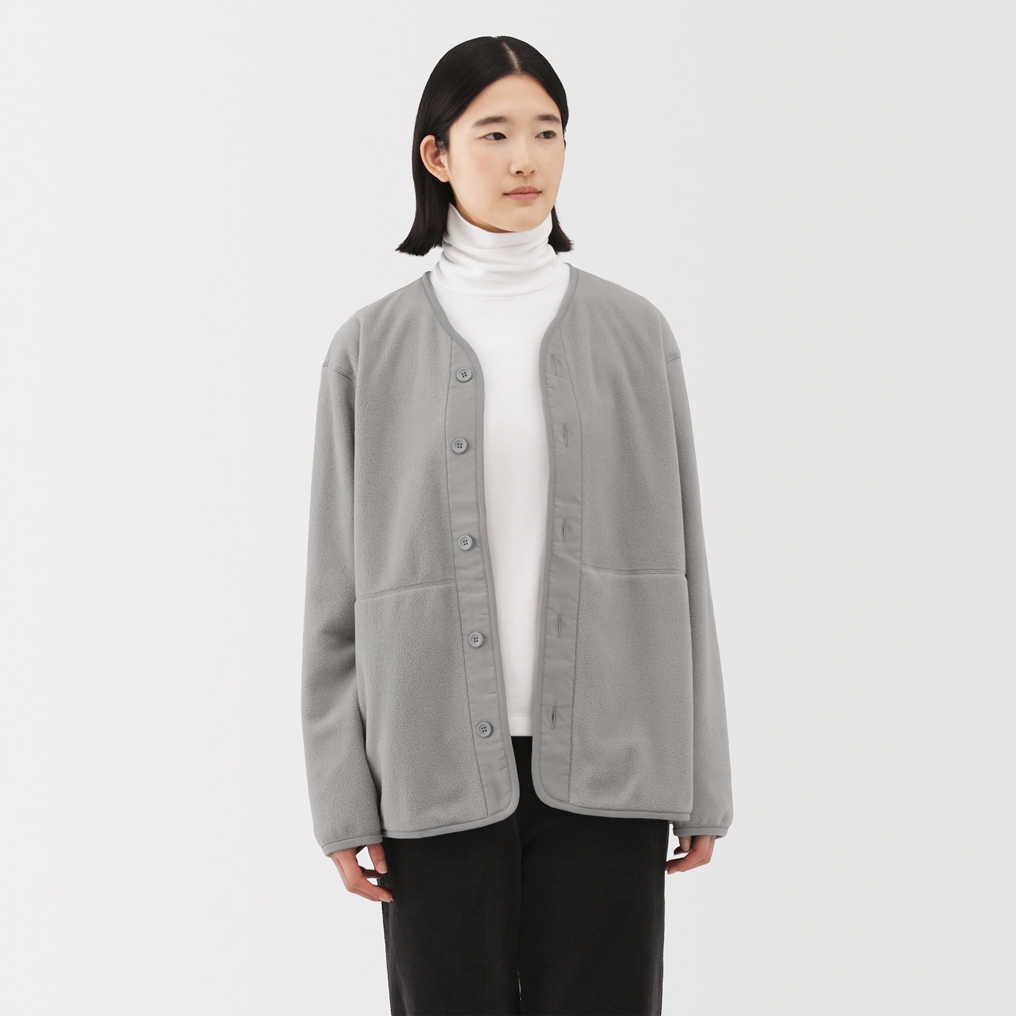 紳士　素材に還るフリースカーディガン