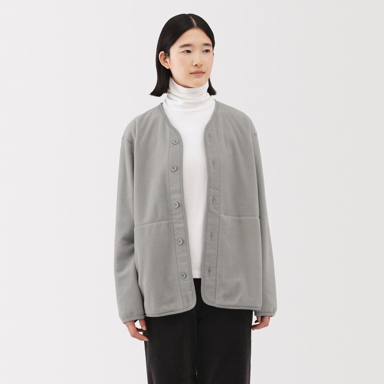 紳士　素材に還るフリースカーディガン