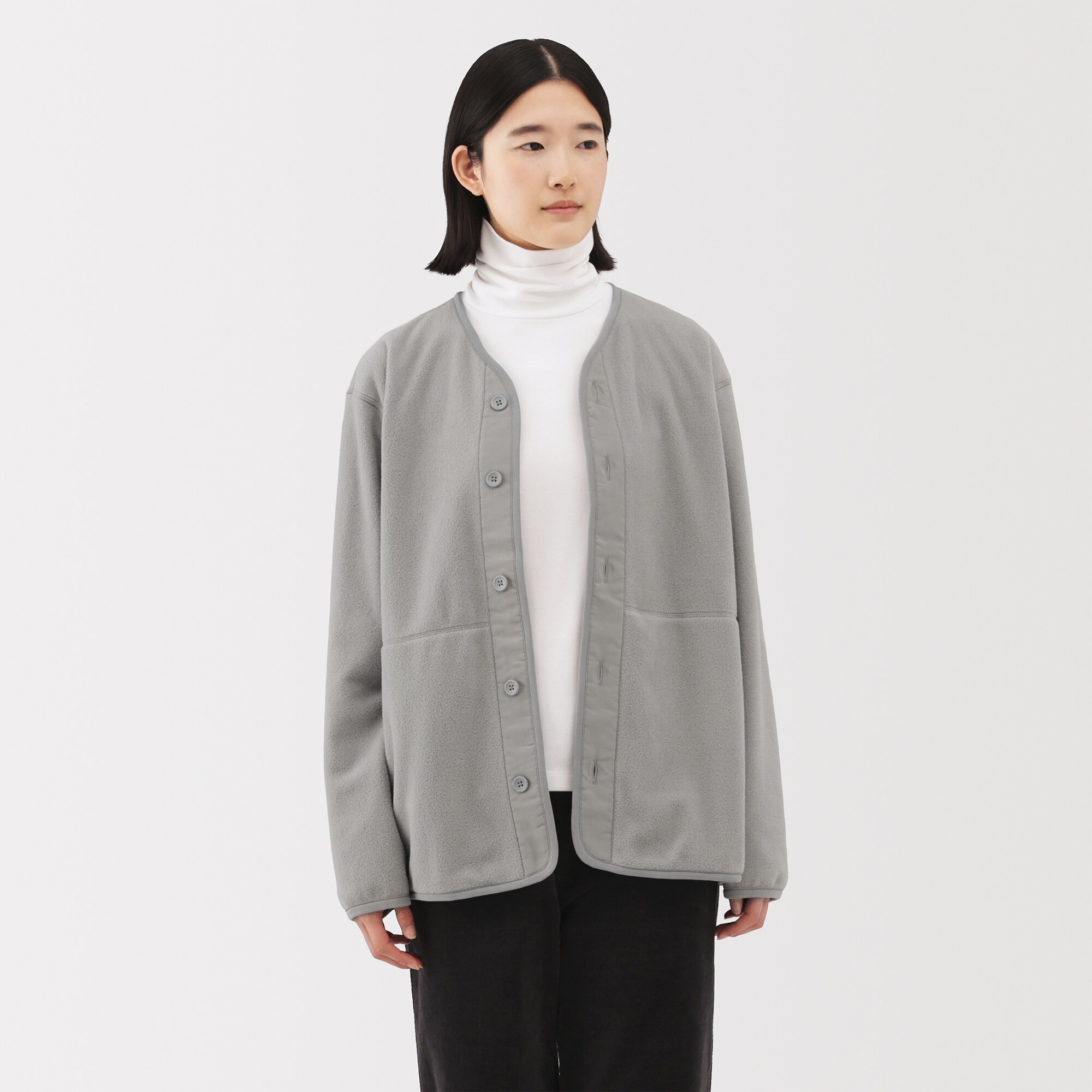 紳士　素材に還るフリースカーディガン