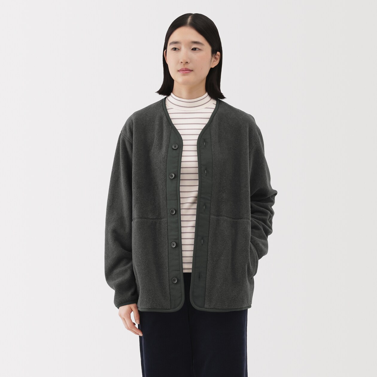 紳士　素材に還るフリースカーディガン