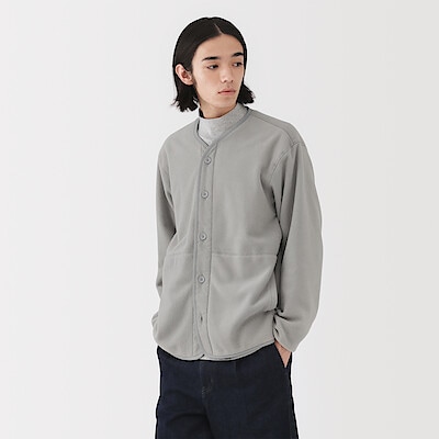 紳士　素材に還るフリースカーディガン