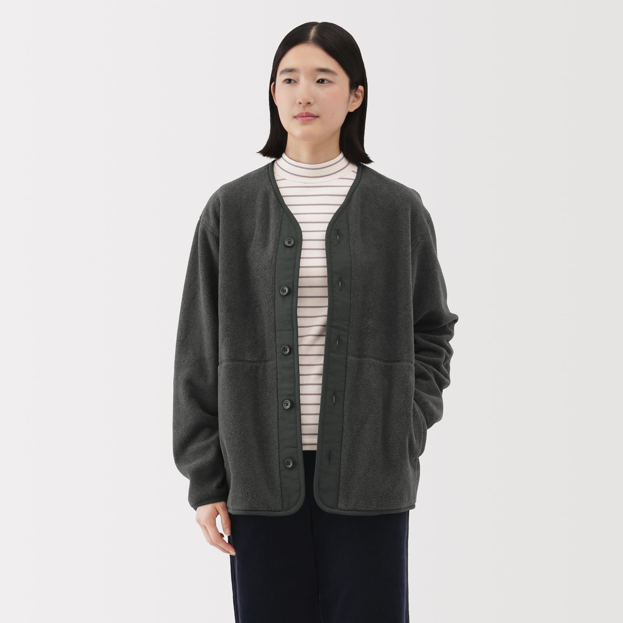 紳士　素材に還るフリースカーディガン