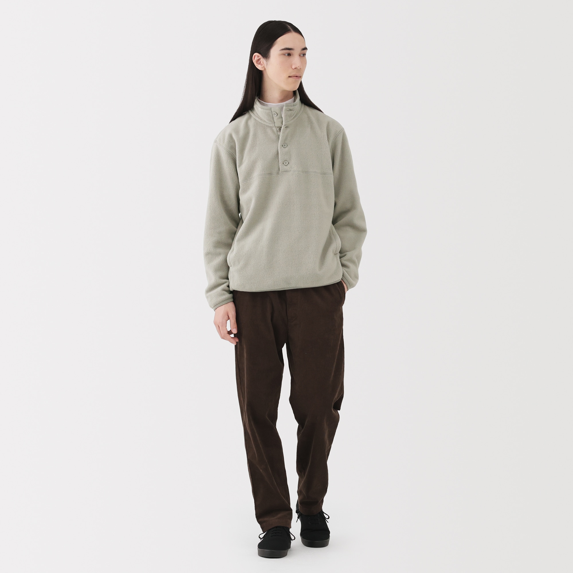紳士　素材に還るフリースプルオーバー