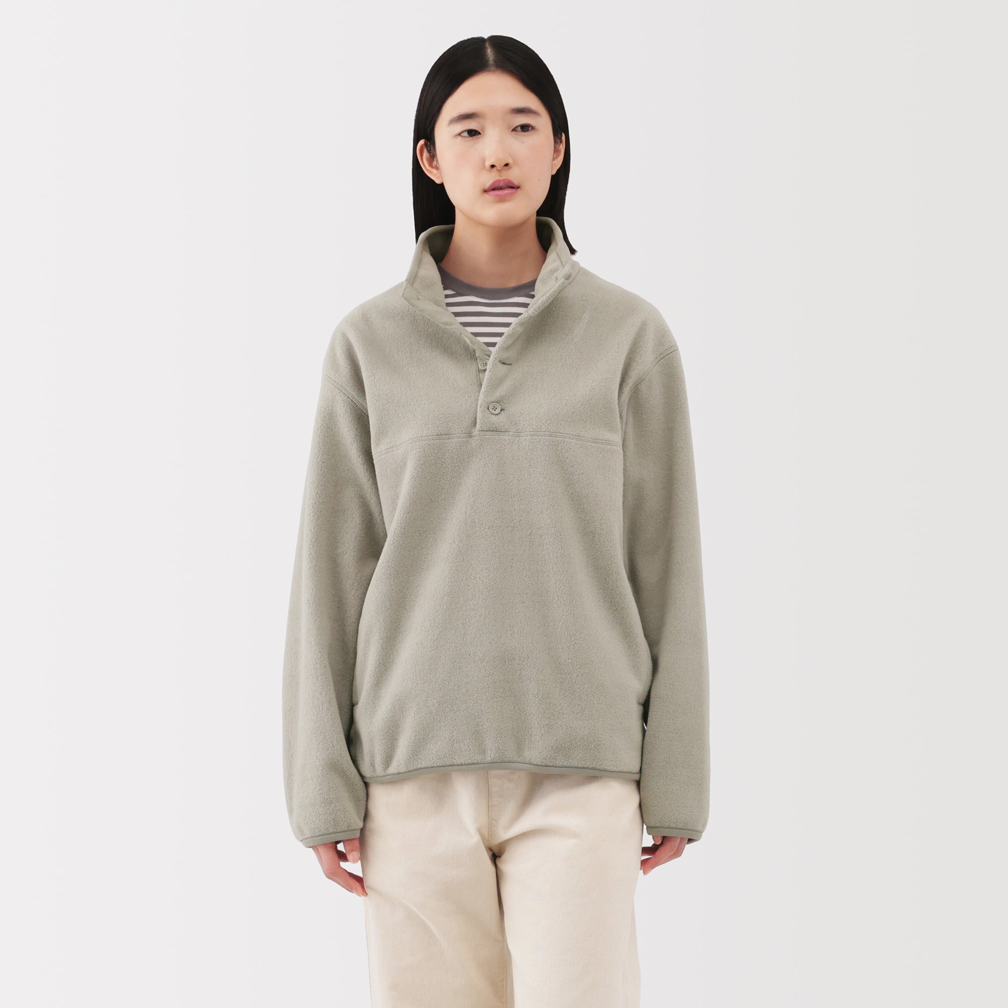 紳士　素材に還るフリースプルオーバー