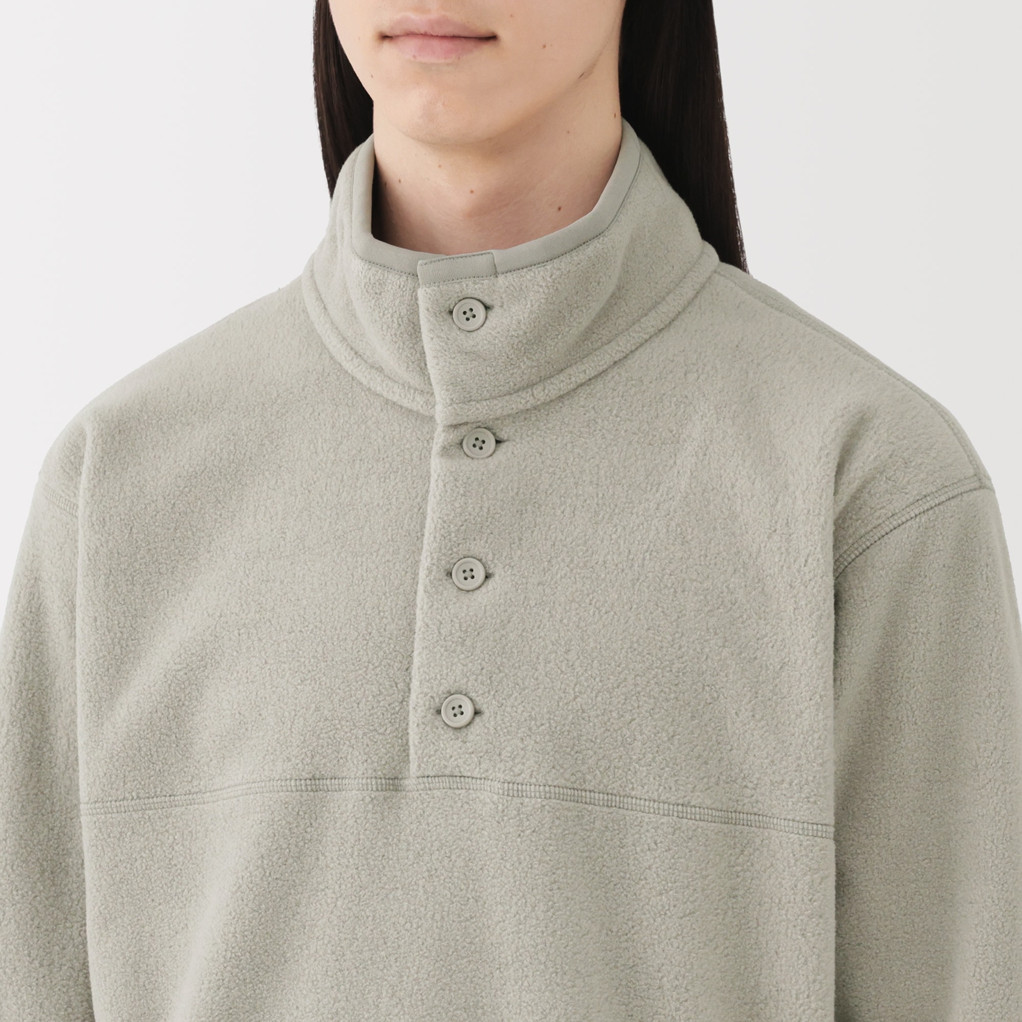 紳士　素材に還るフリースプルオーバー