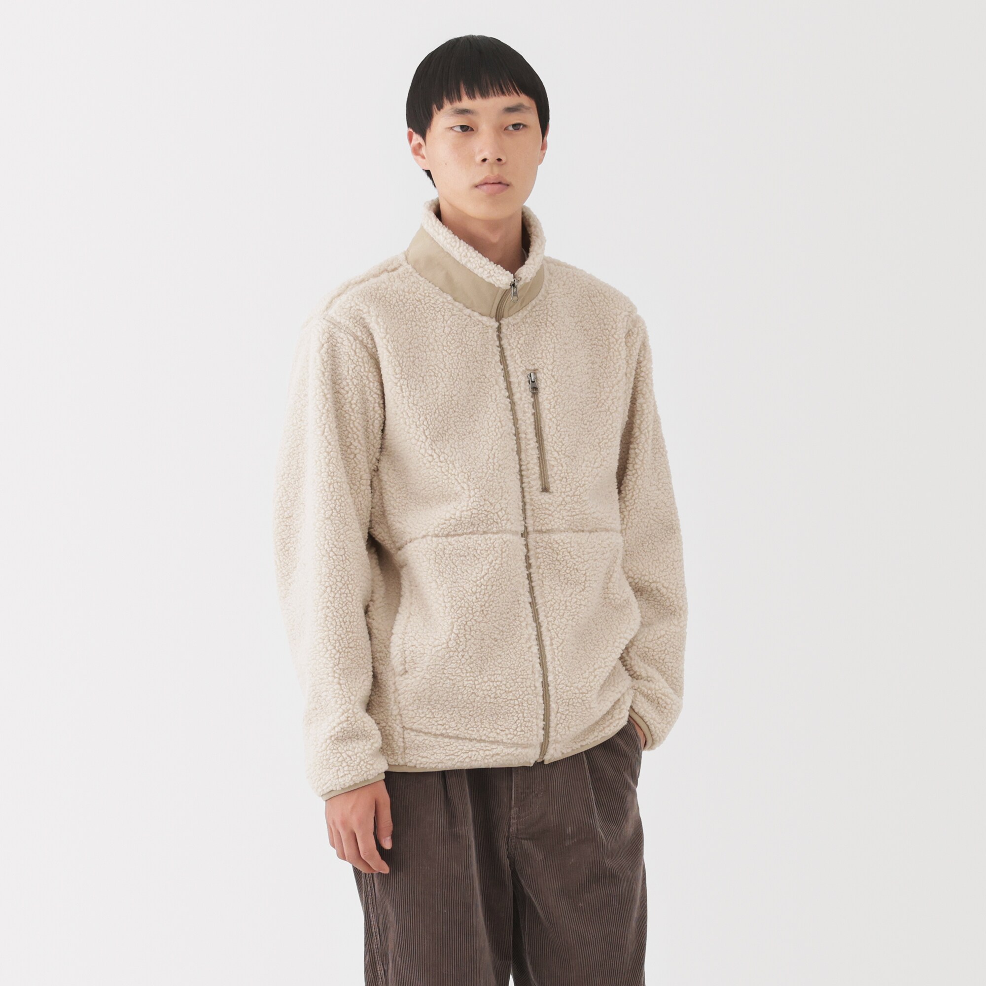 紳士　ボアフリースジャケット