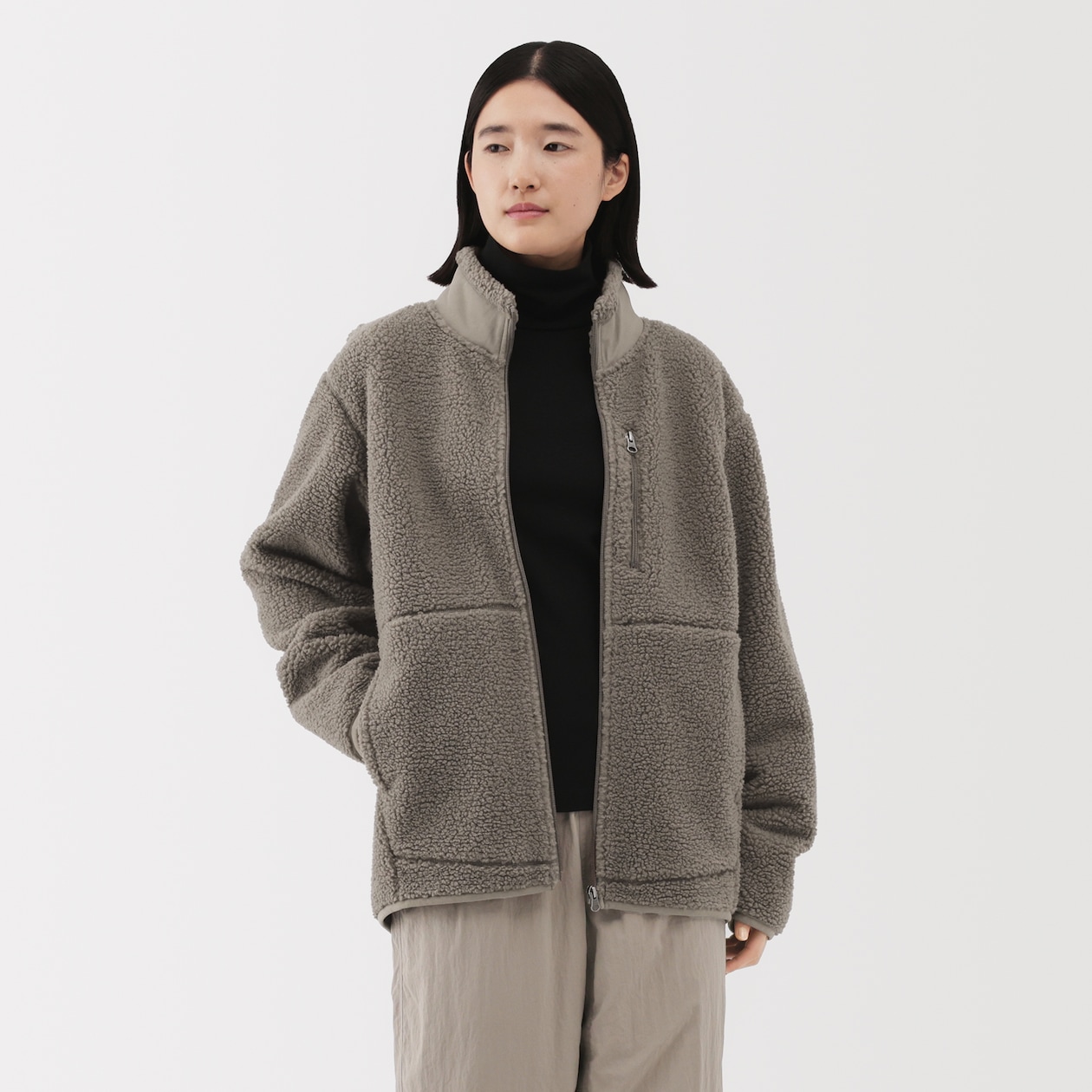 紳士　ボアフリースジャケット