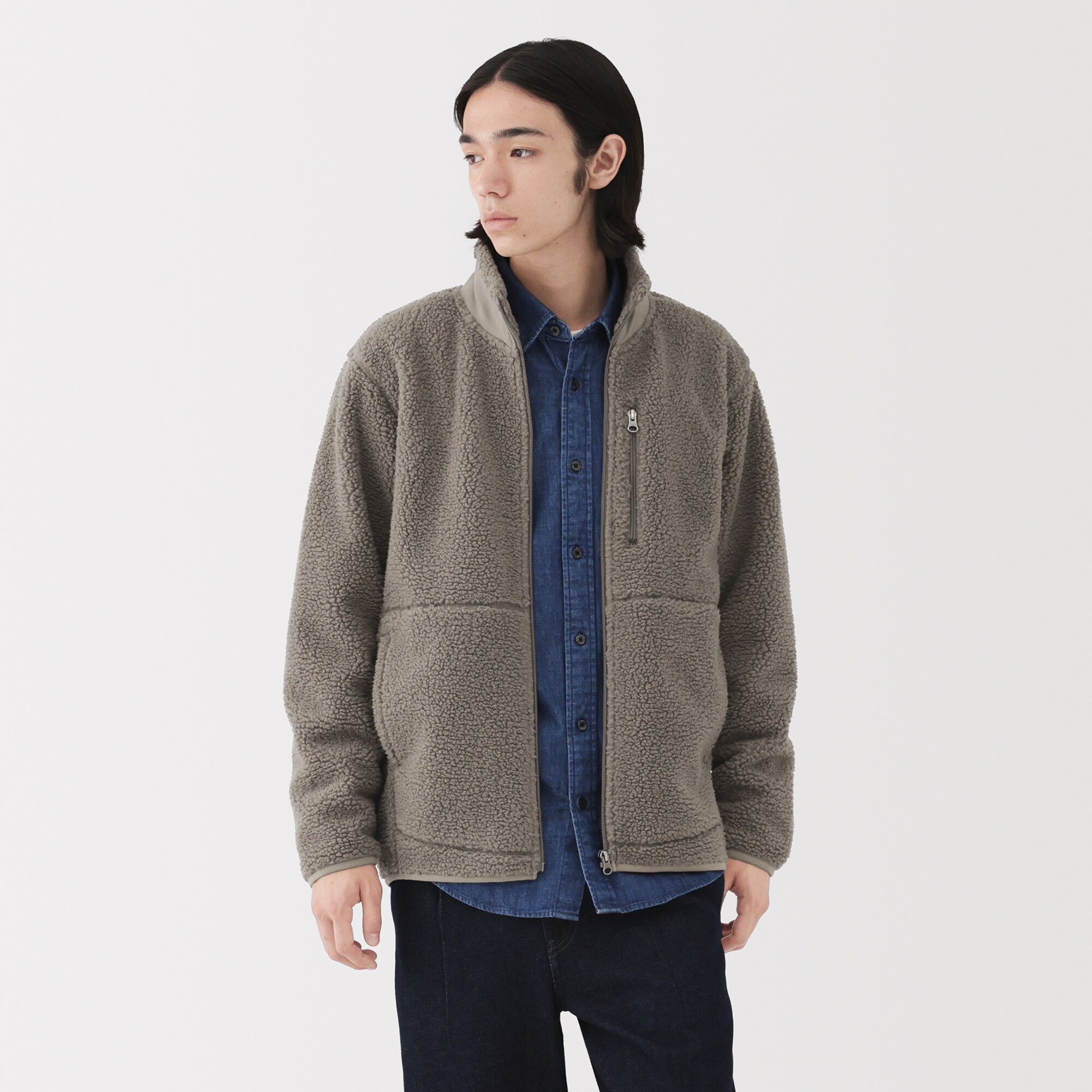 紳士　ボアフリースジャケット