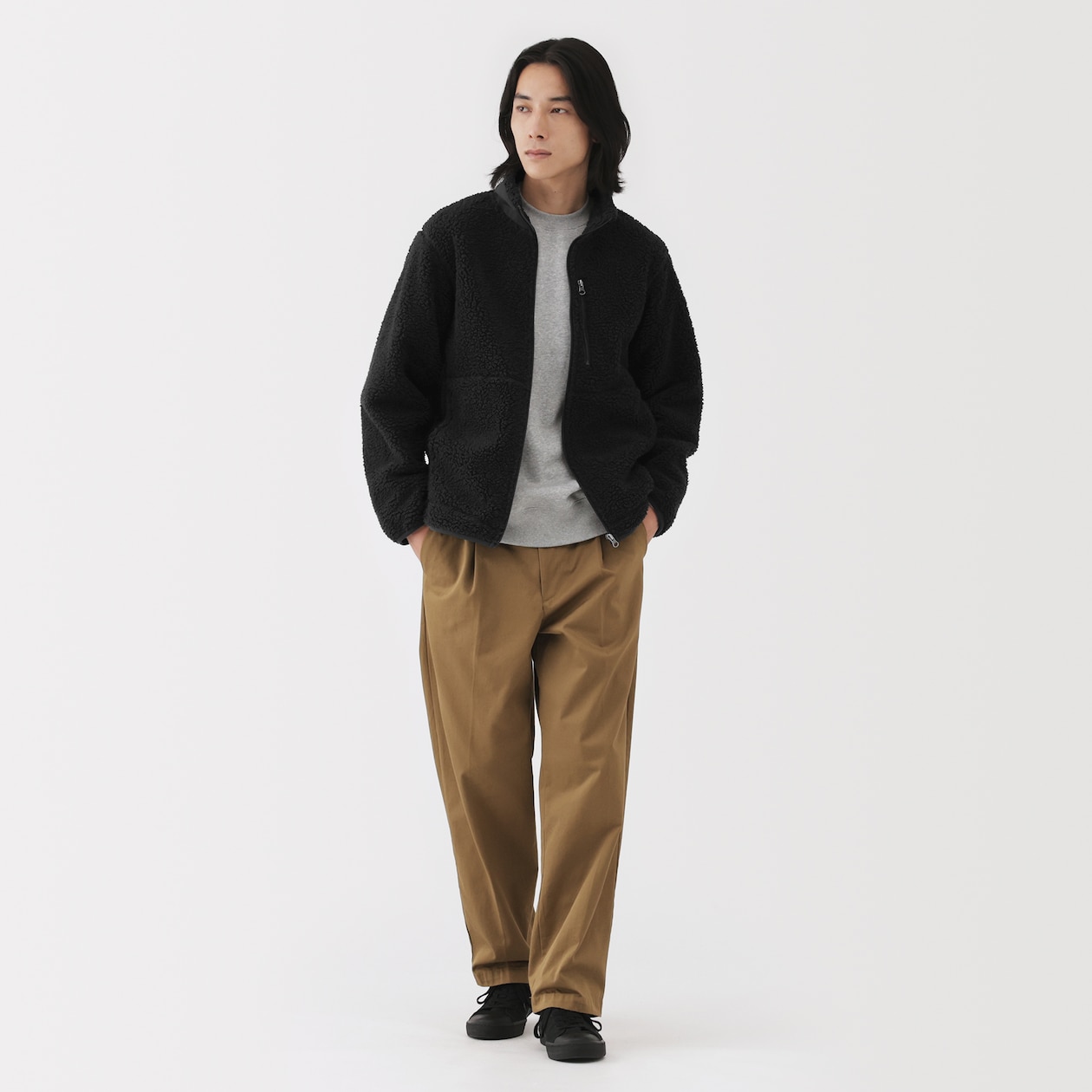 紳士　ボアフリースジャケット