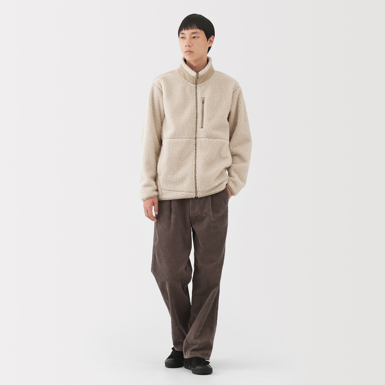 紳士　ボアフリースジャケット