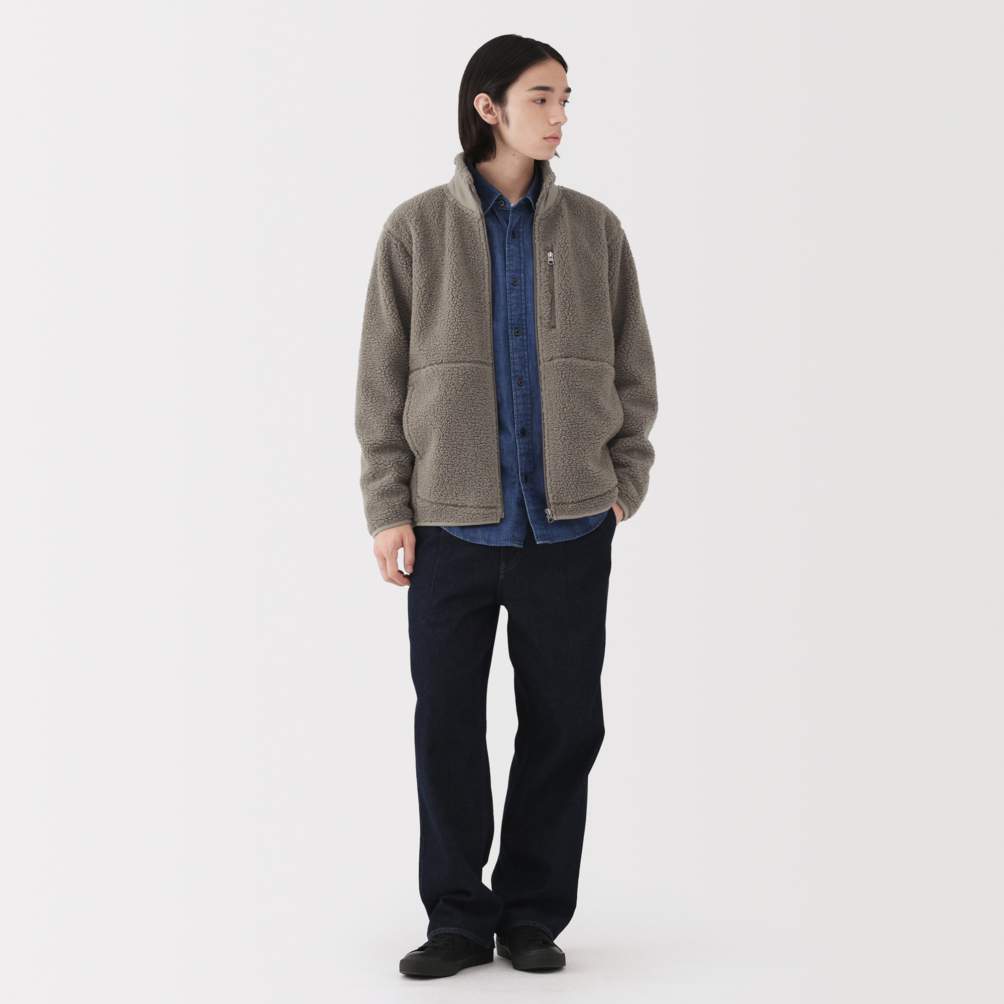 EVISU (エヴィス) ボアジャケット⁄フリースジャケット ベージュ サイズ