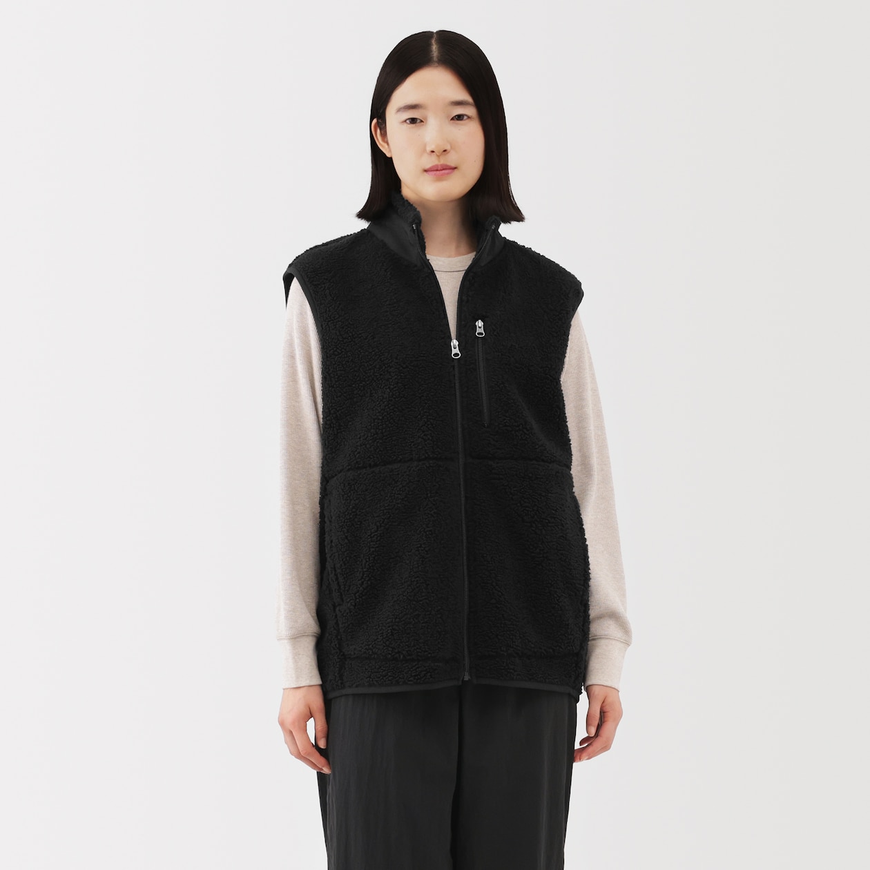 紳士　ボアフリースベスト