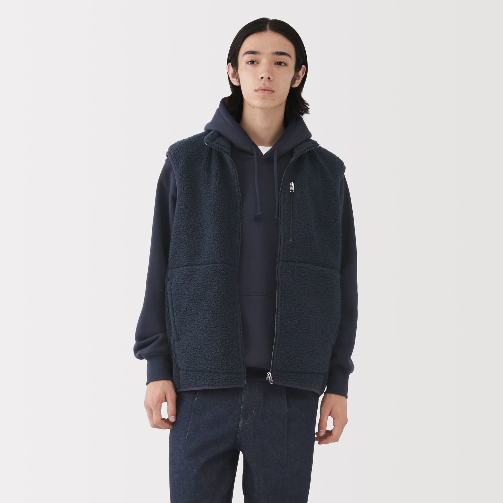 紳士　ボアフリースベスト