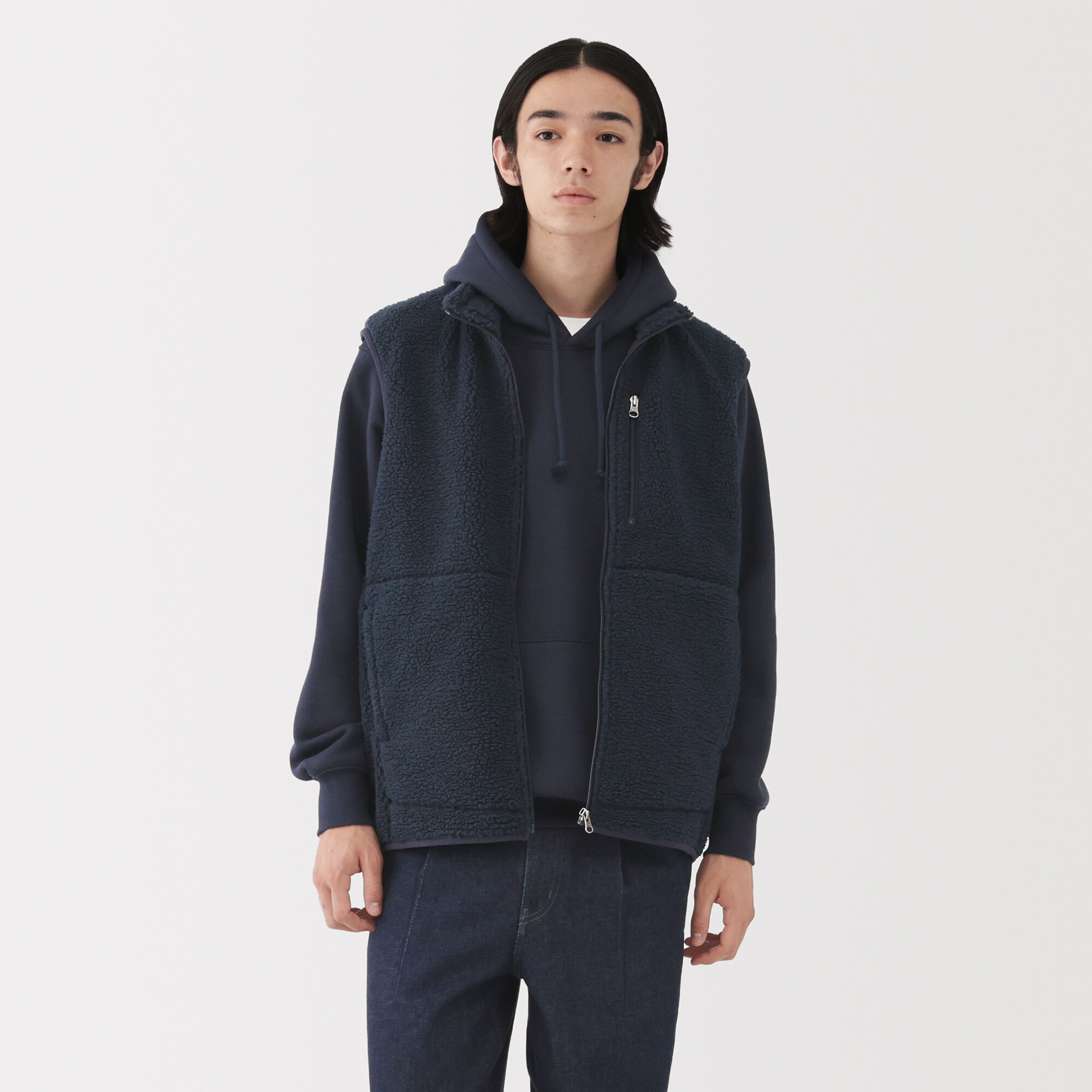 紳士　ボアフリースベスト