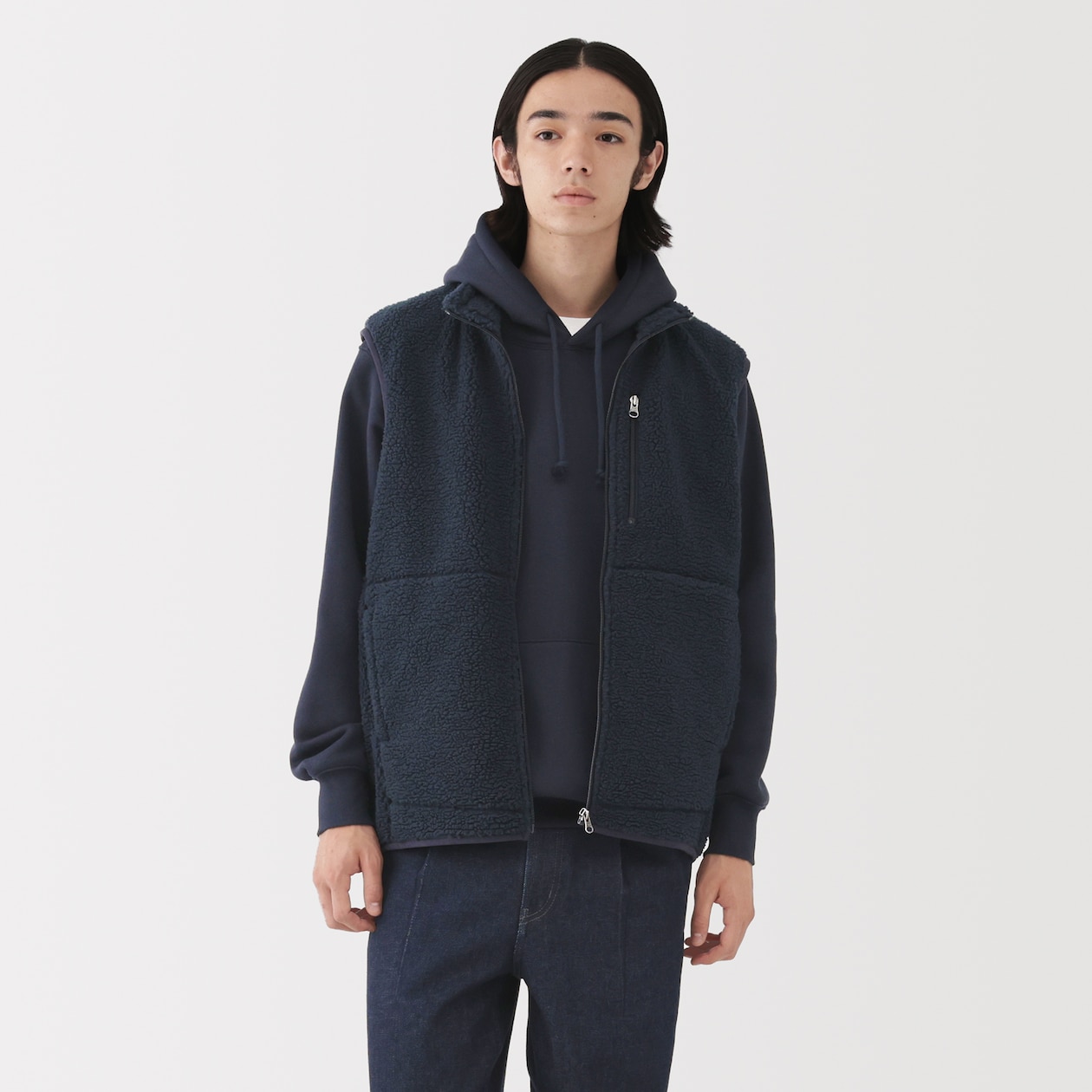 紳士　ボアフリースベスト