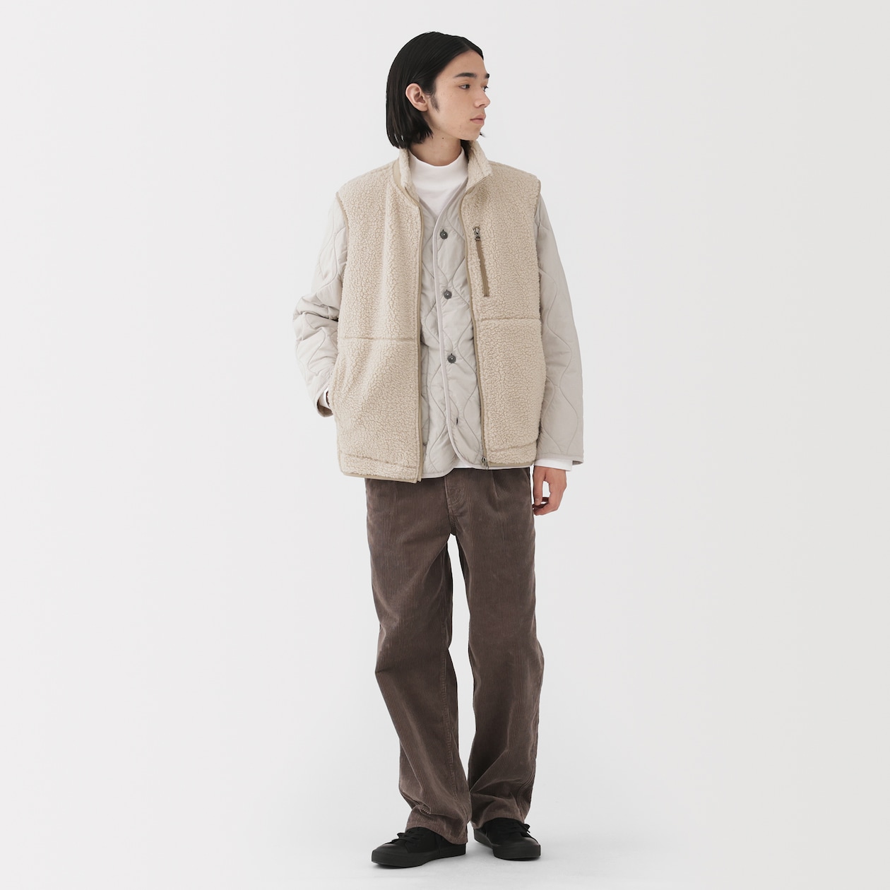 紳士　ボアフリースベスト
