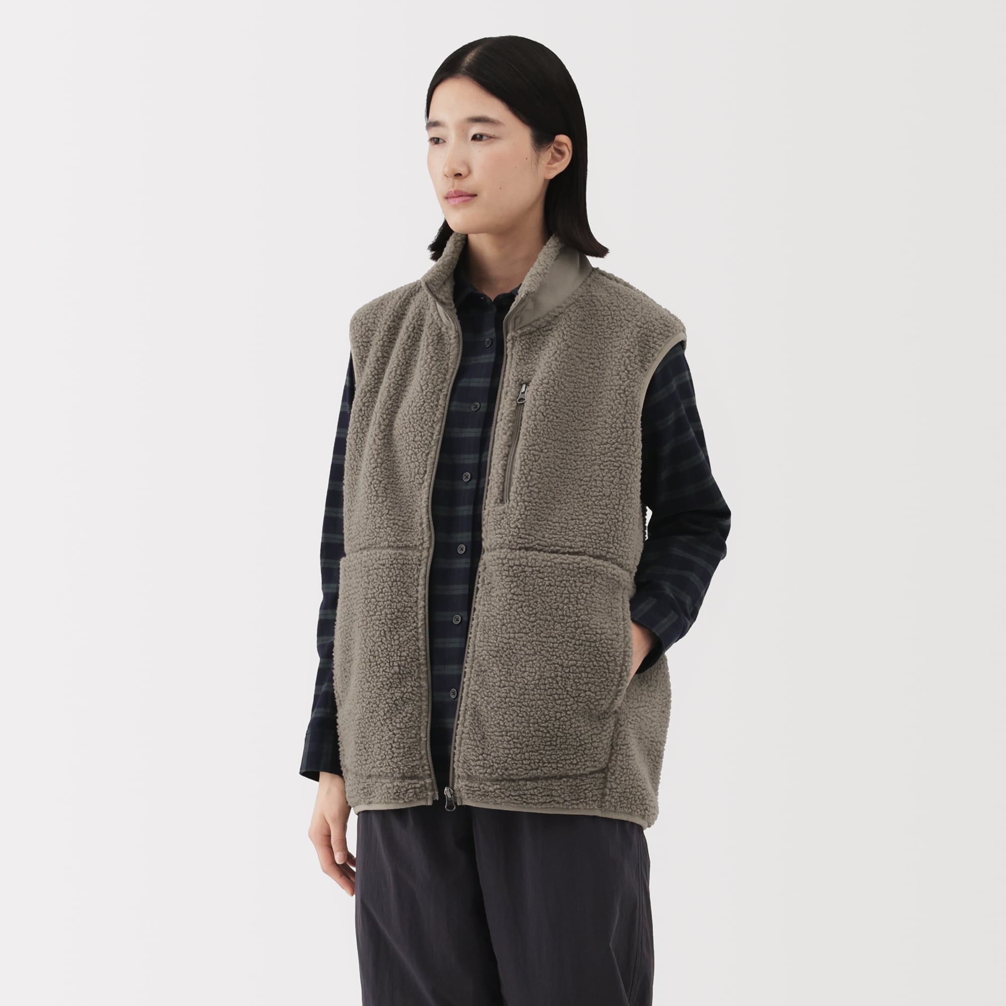 紳士　ボアフリースベスト