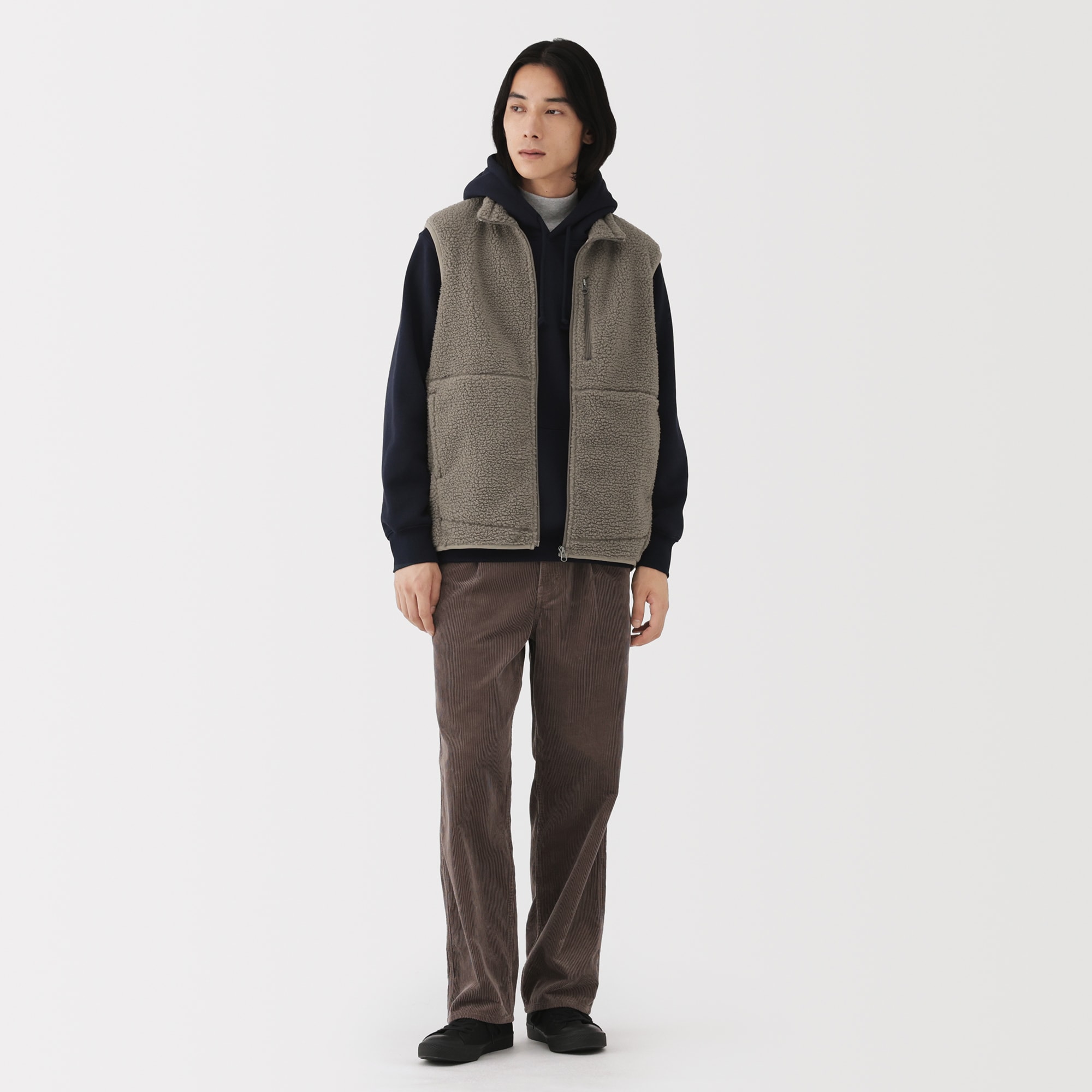 紳士　ボアフリースベスト