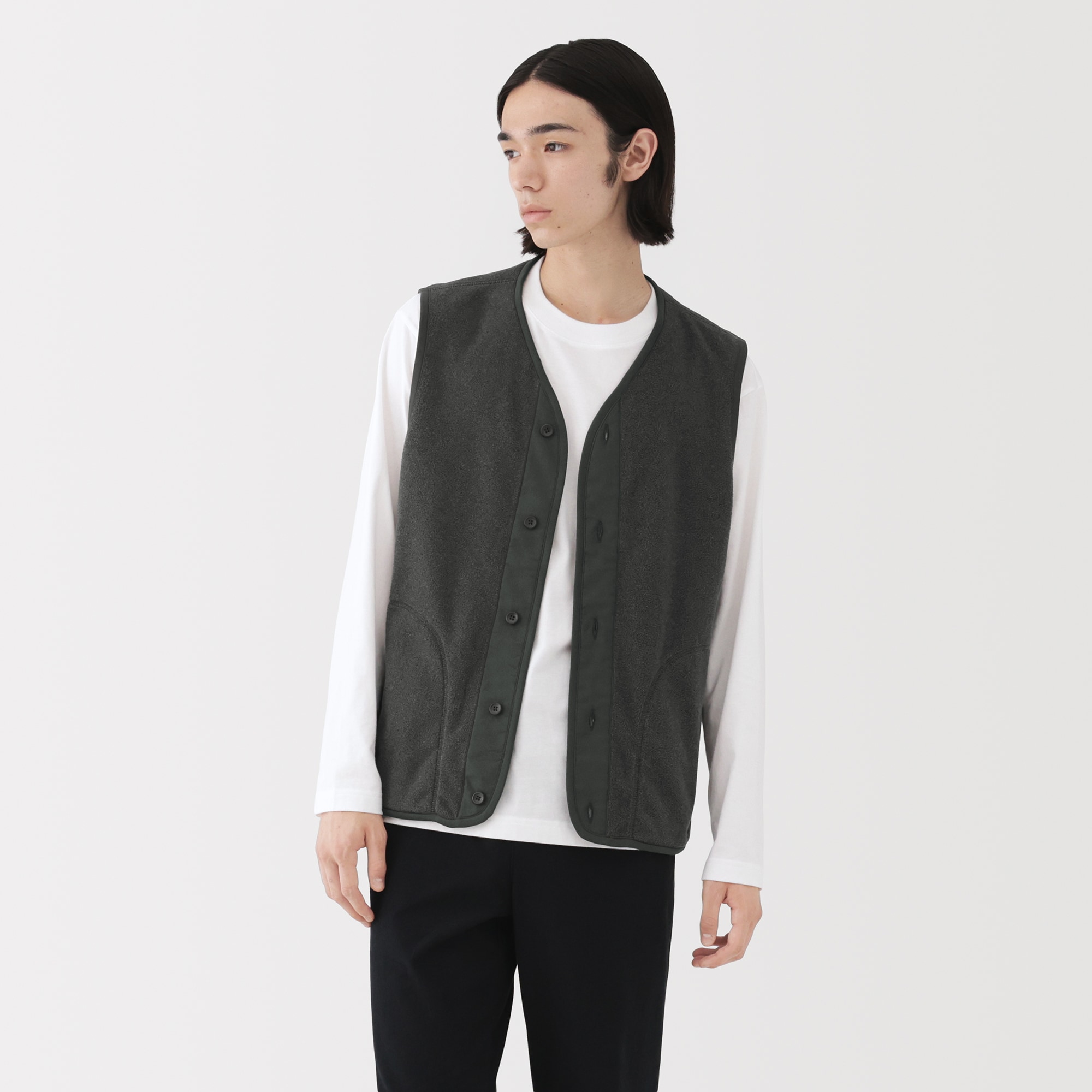 紳士　素材に還るフリースベスト