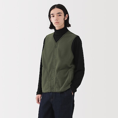 紳士　素材に還るフリースベスト
