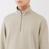 紳士　二重編みハーフジッププルオーバー