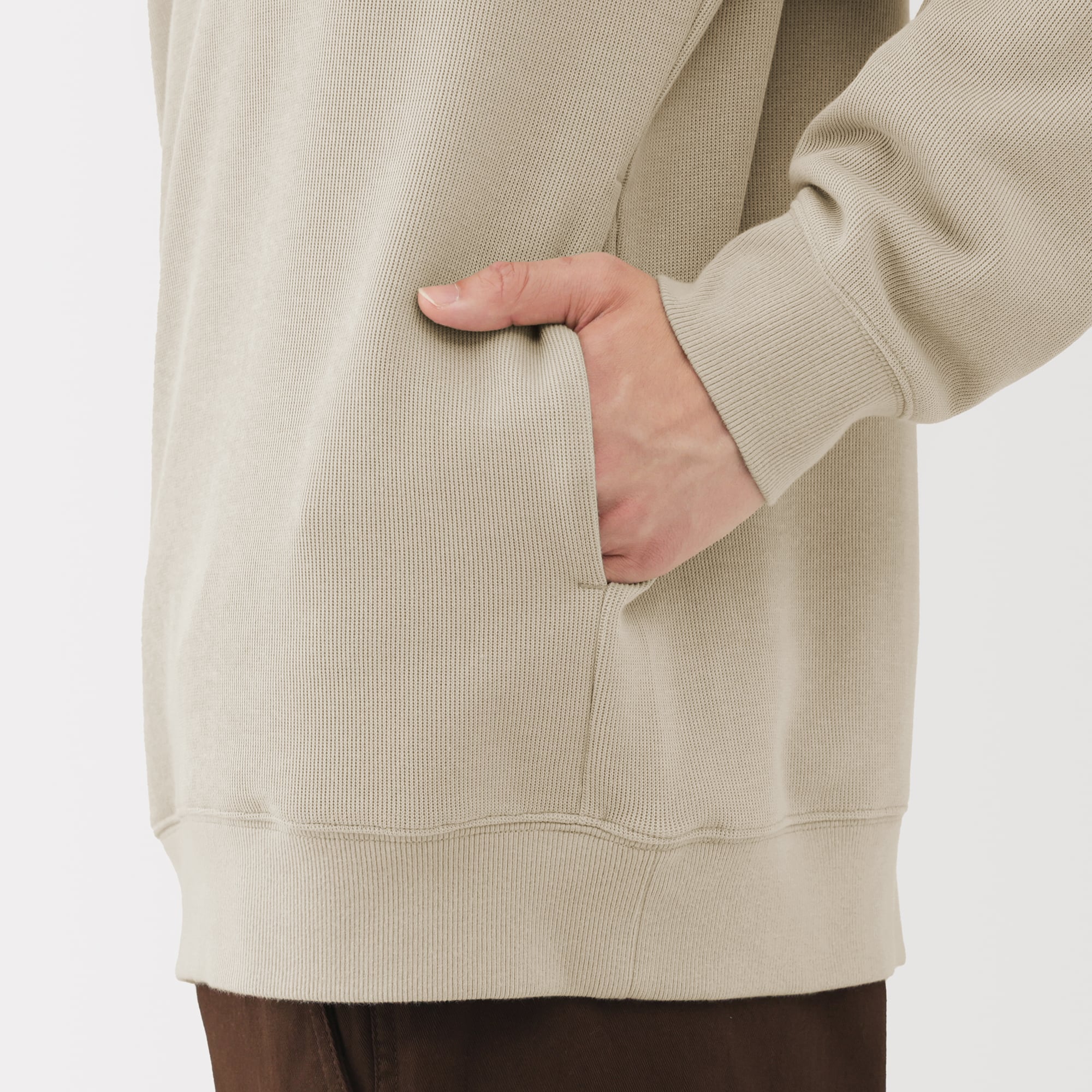 紳士　二重編みハーフジッププルオーバー